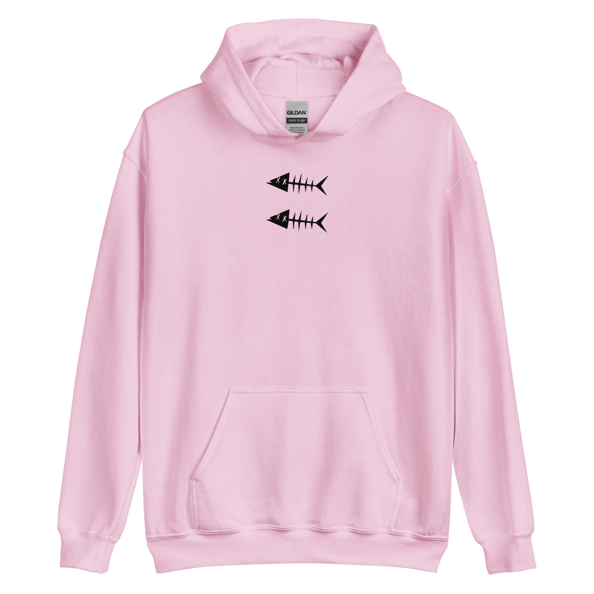 Clishirt© Embroidered White Fish Pink Unisex Hoodie