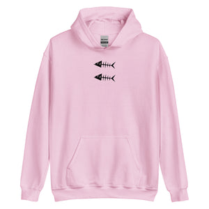 Clishirt© Embroidered White Fish Pink Unisex Hoodie