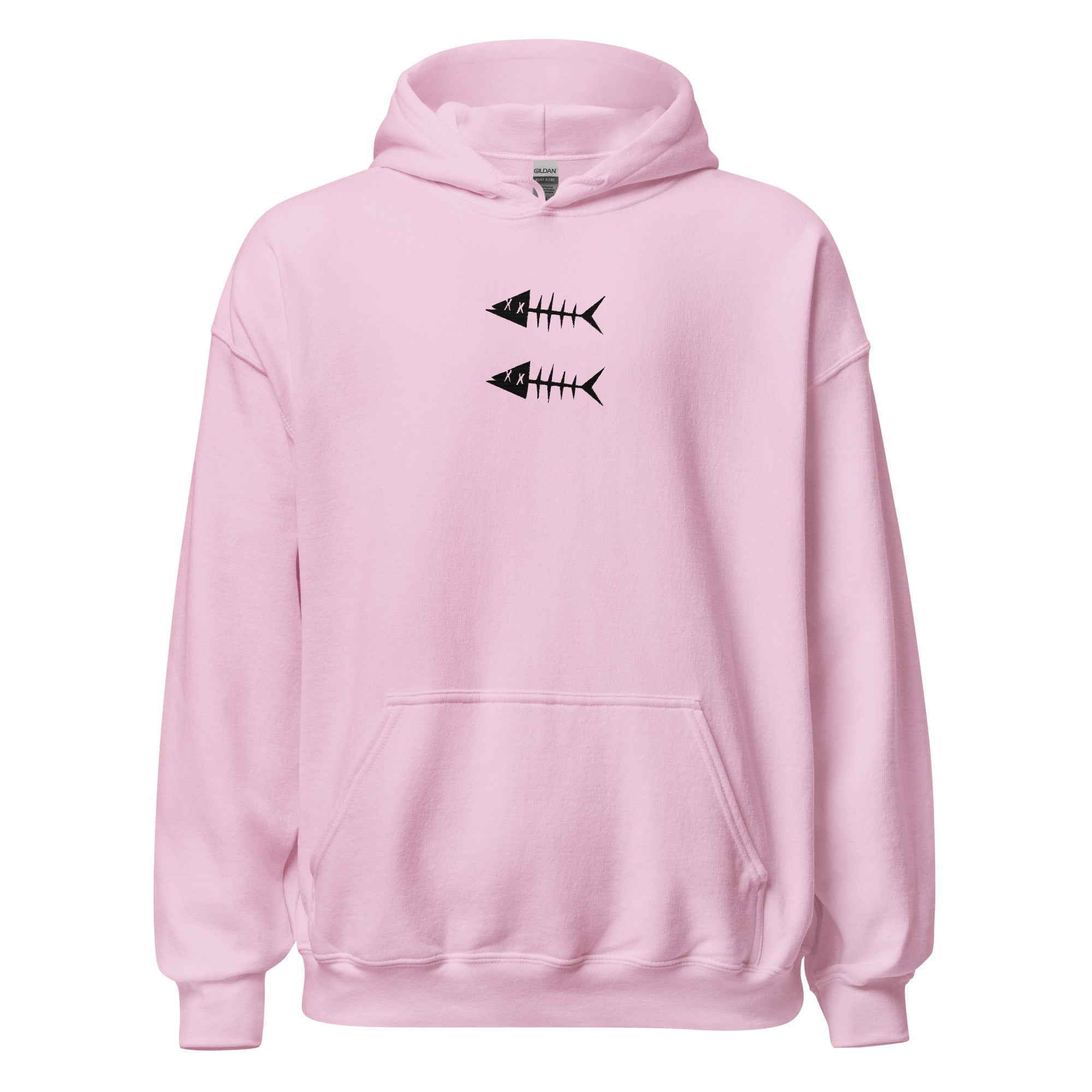 Clishirt© Embroidered White Fish Pink Unisex Hoodie