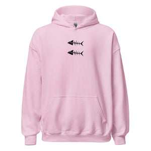 Clishirt© Embroidered White Fish Pink Unisex Hoodie