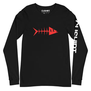 Clishirt© Red Fish Unisex Black Long Sleeve Tee