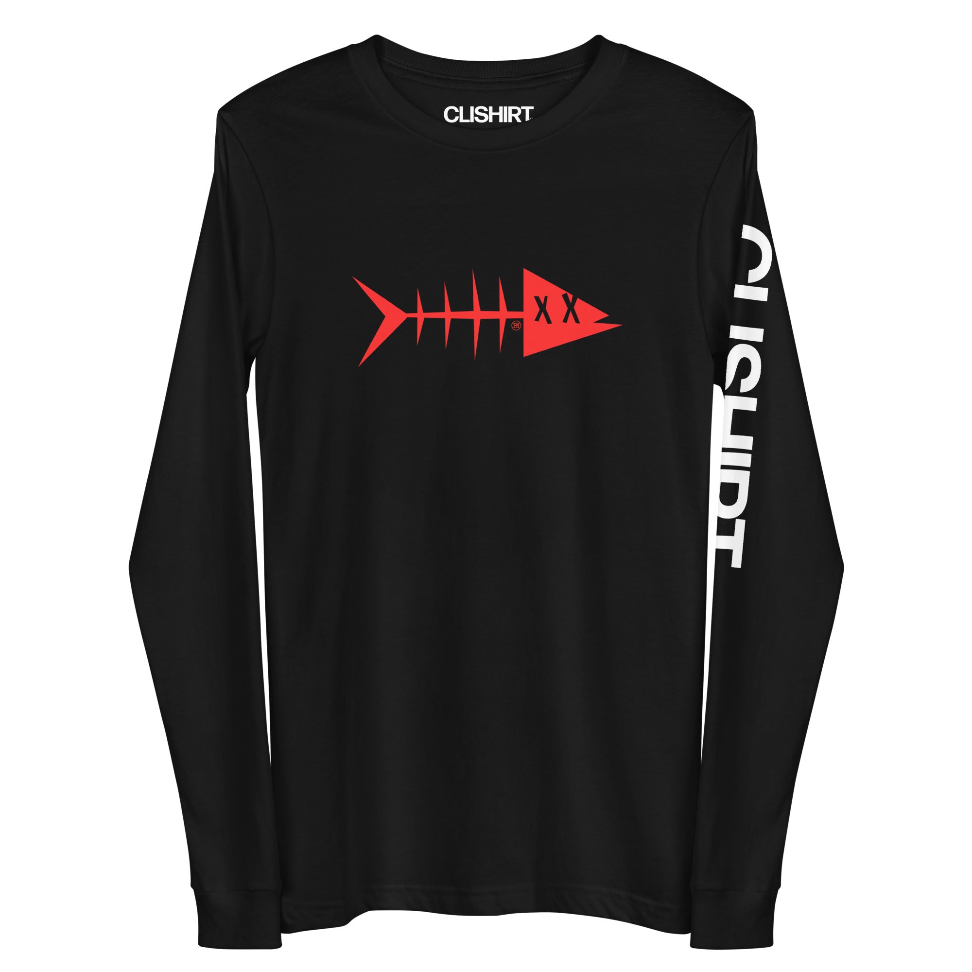 Clishirt© Red Fish Unisex Black Long Sleeve Tee