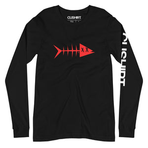 Clishirt© Red Fish Unisex Black Long Sleeve Tee