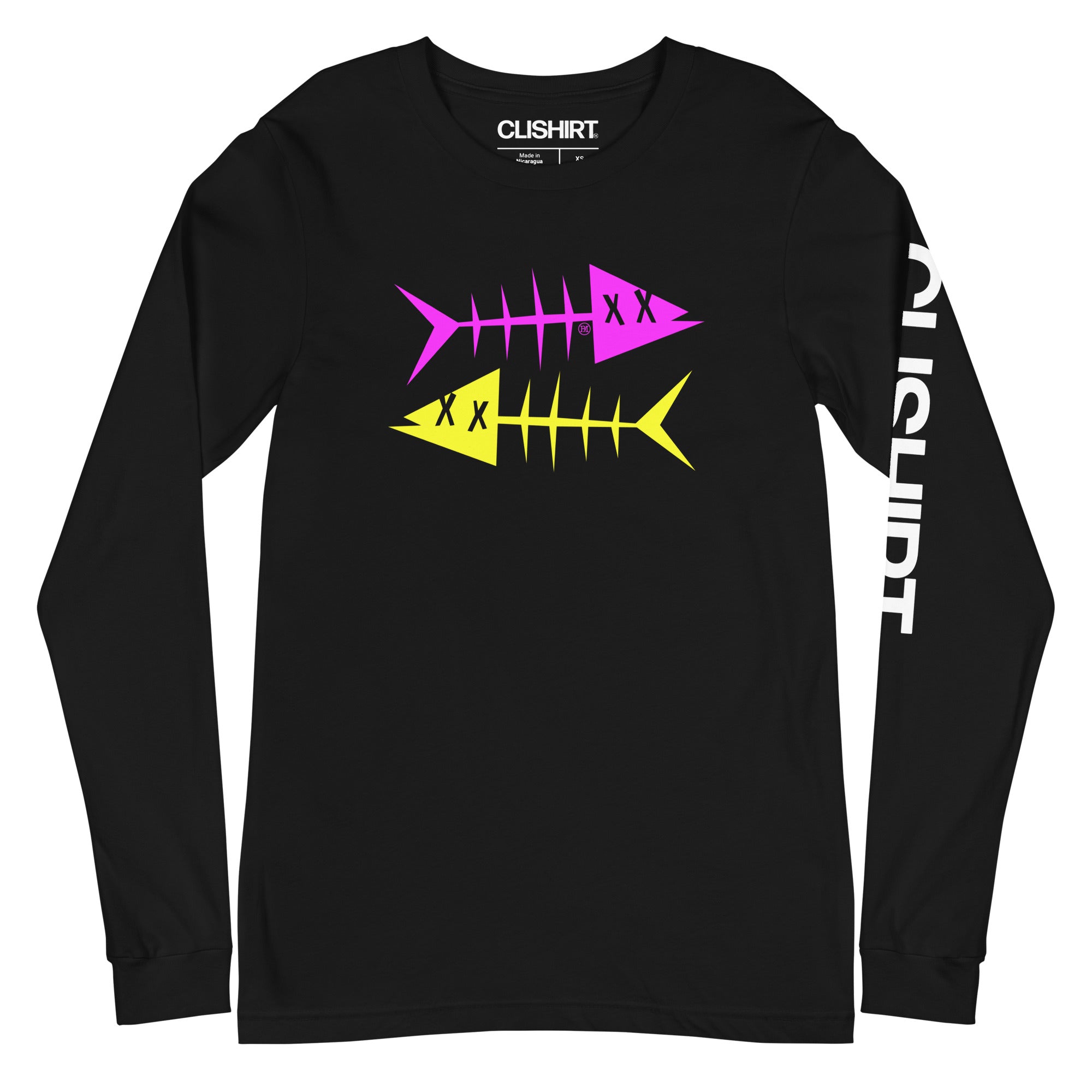 Clishirt© Magenta Fish Yellow Fish Unisex Long Sleeve Tee