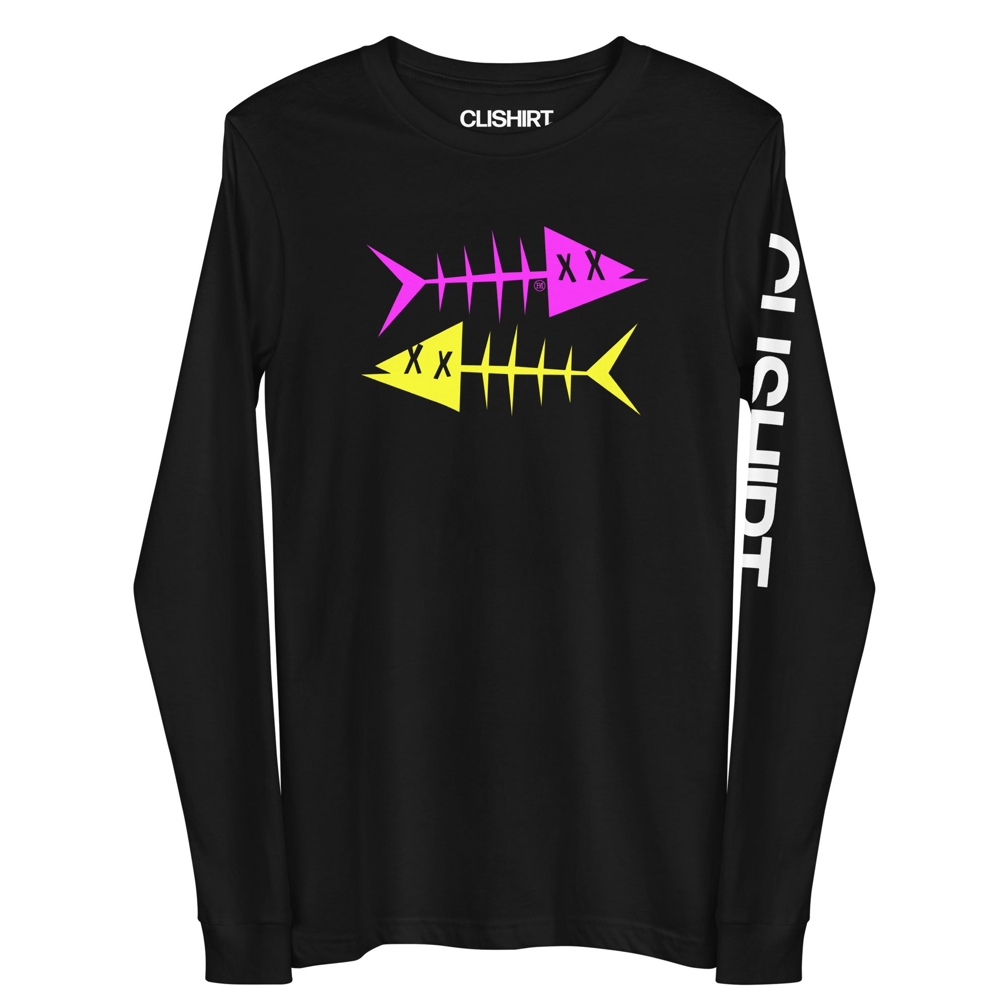 Clishirt© Magenta Fish Yellow Fish Unisex Long Sleeve Tee