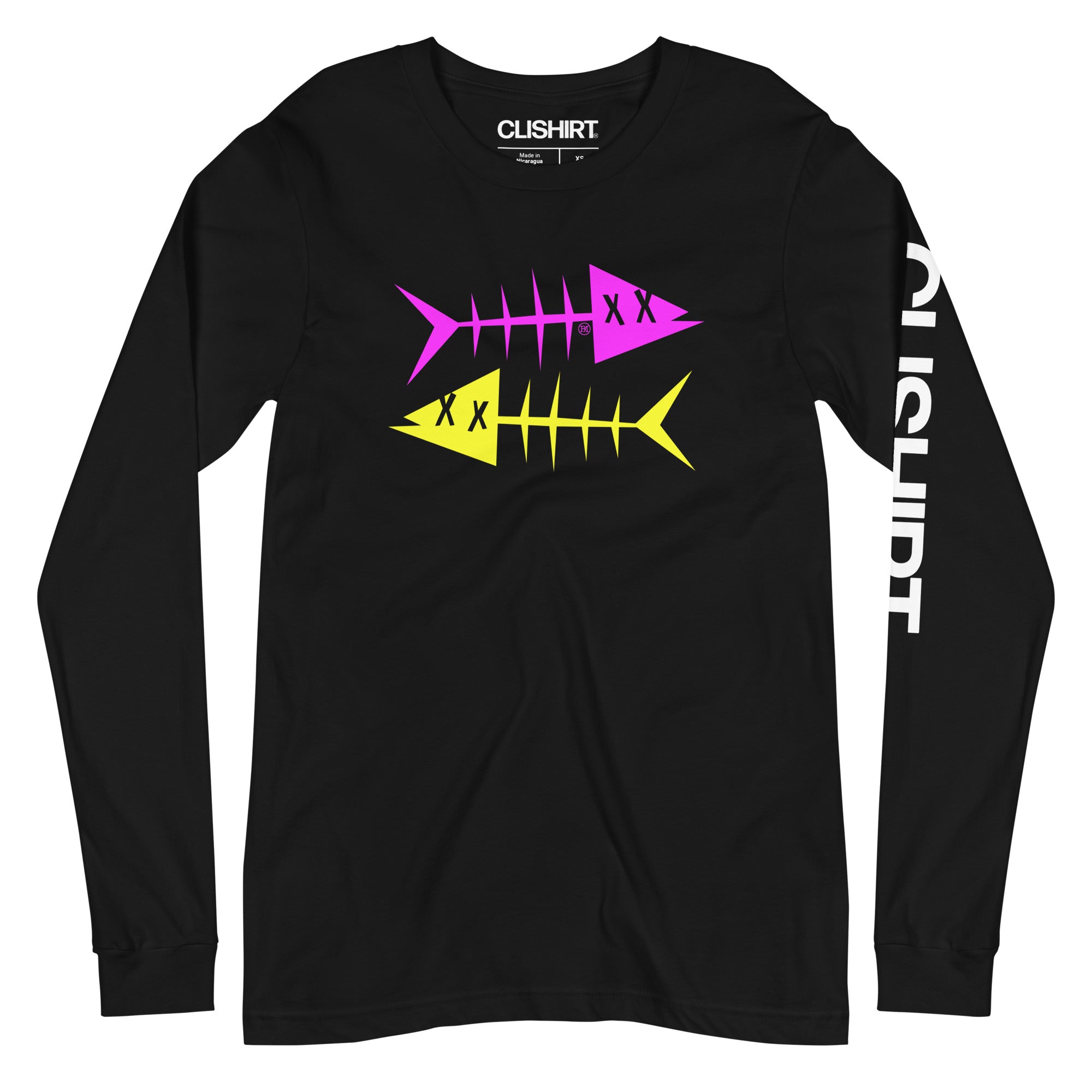 Clishirt© Magenta Fish Yellow Fish Unisex Long Sleeve Tee