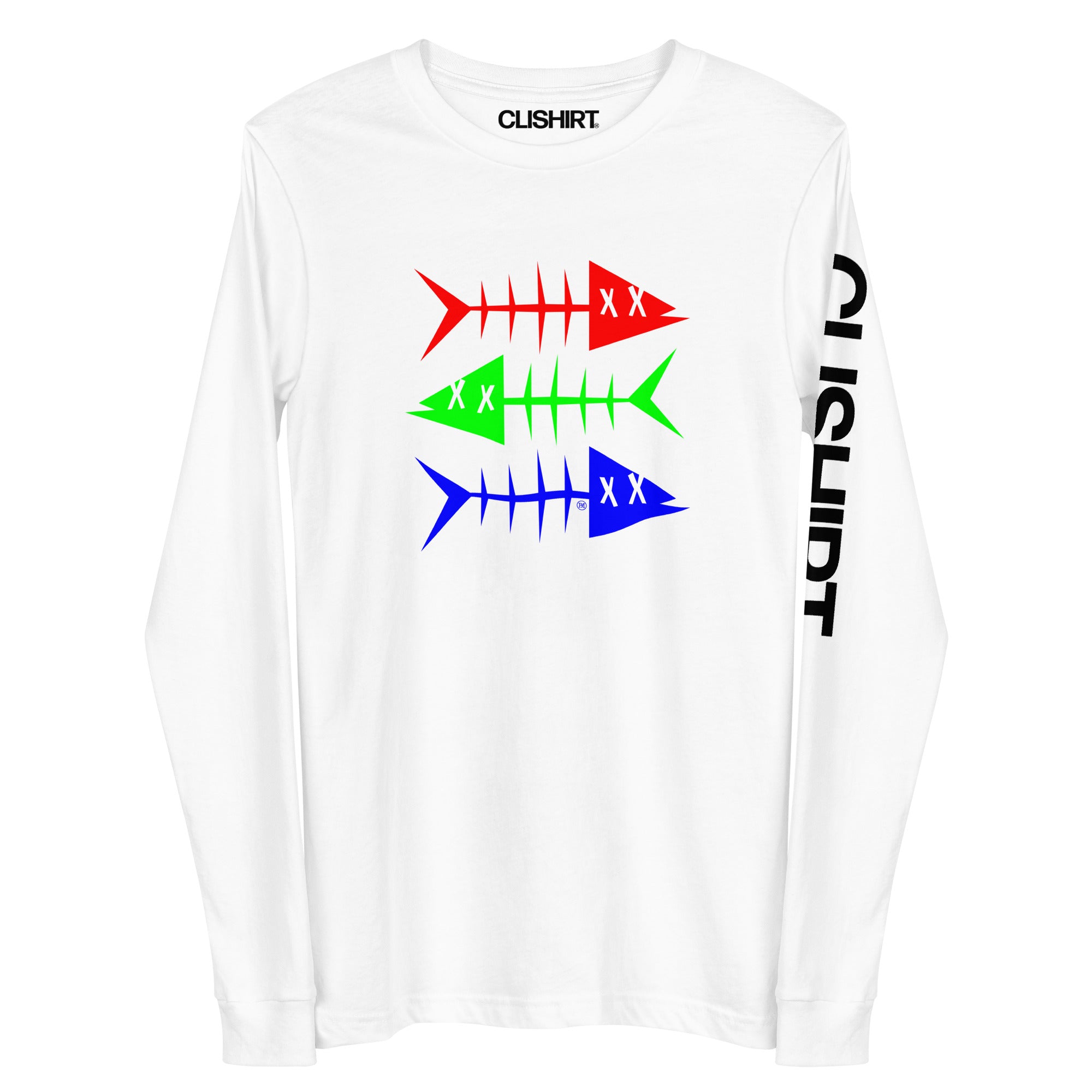 Clishirt© Red Green Blue Fish Unisex Long Sleeve Tee