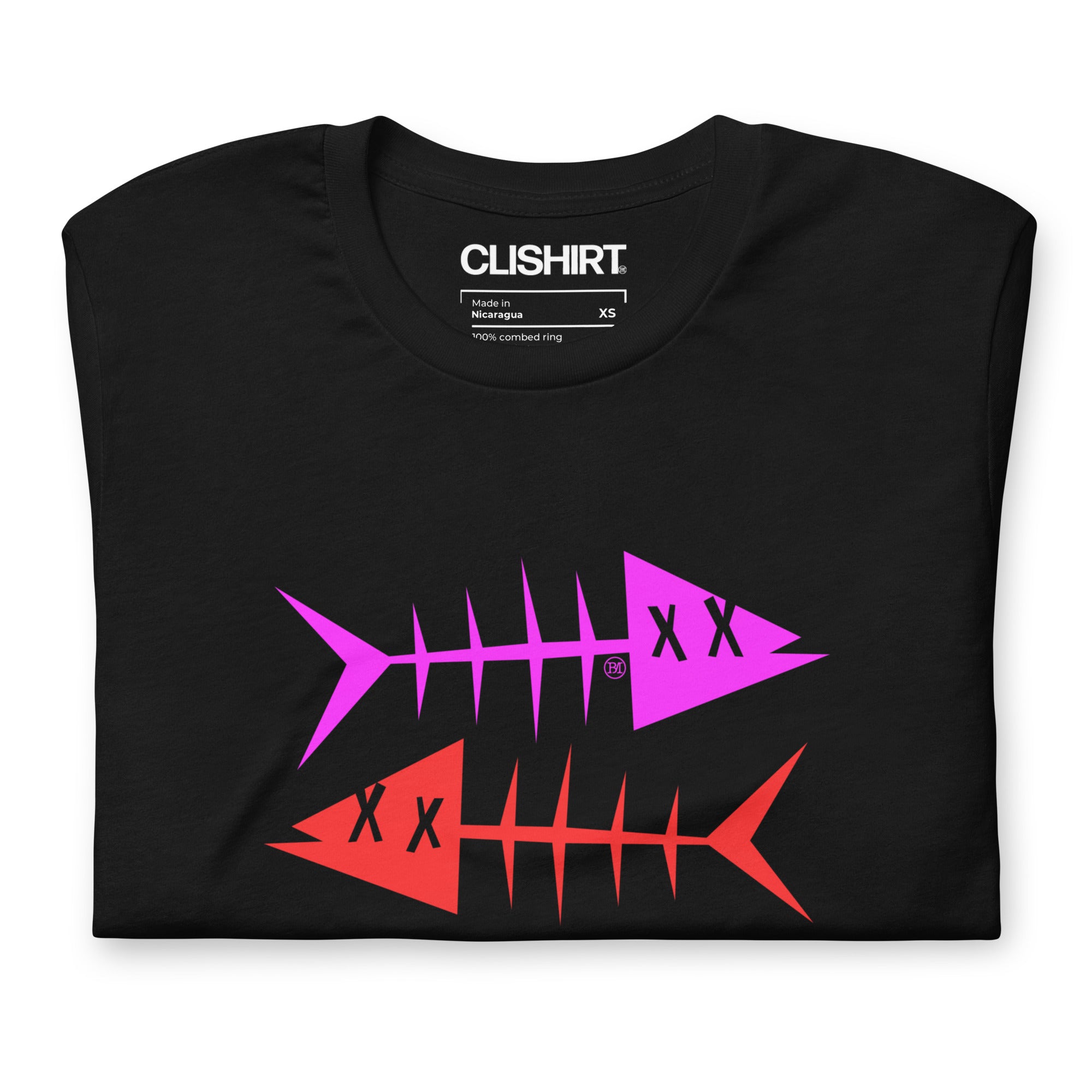 Clishirt© Magenta Fish Red Fish Black Unisex t-shirt