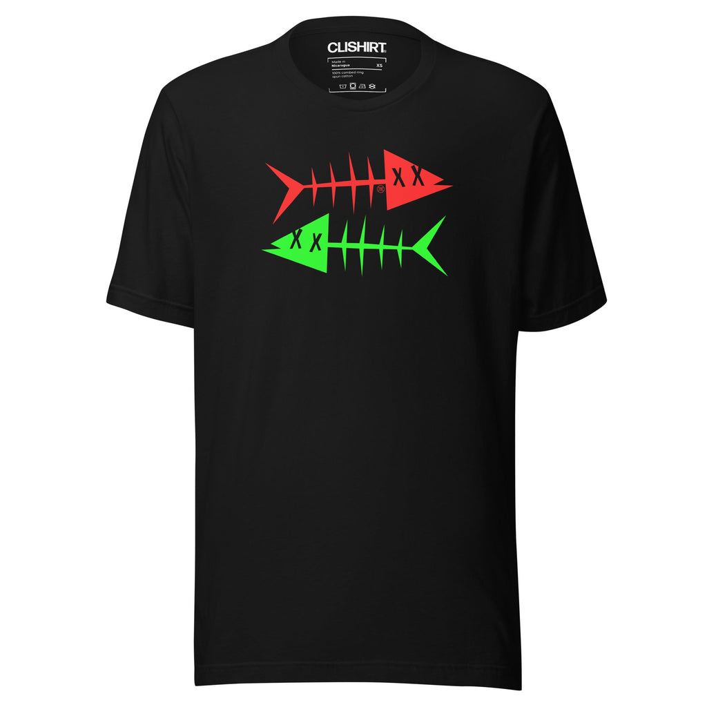 Clishirt© Blue Fish Cyan Fish Unisex Black t-shirt