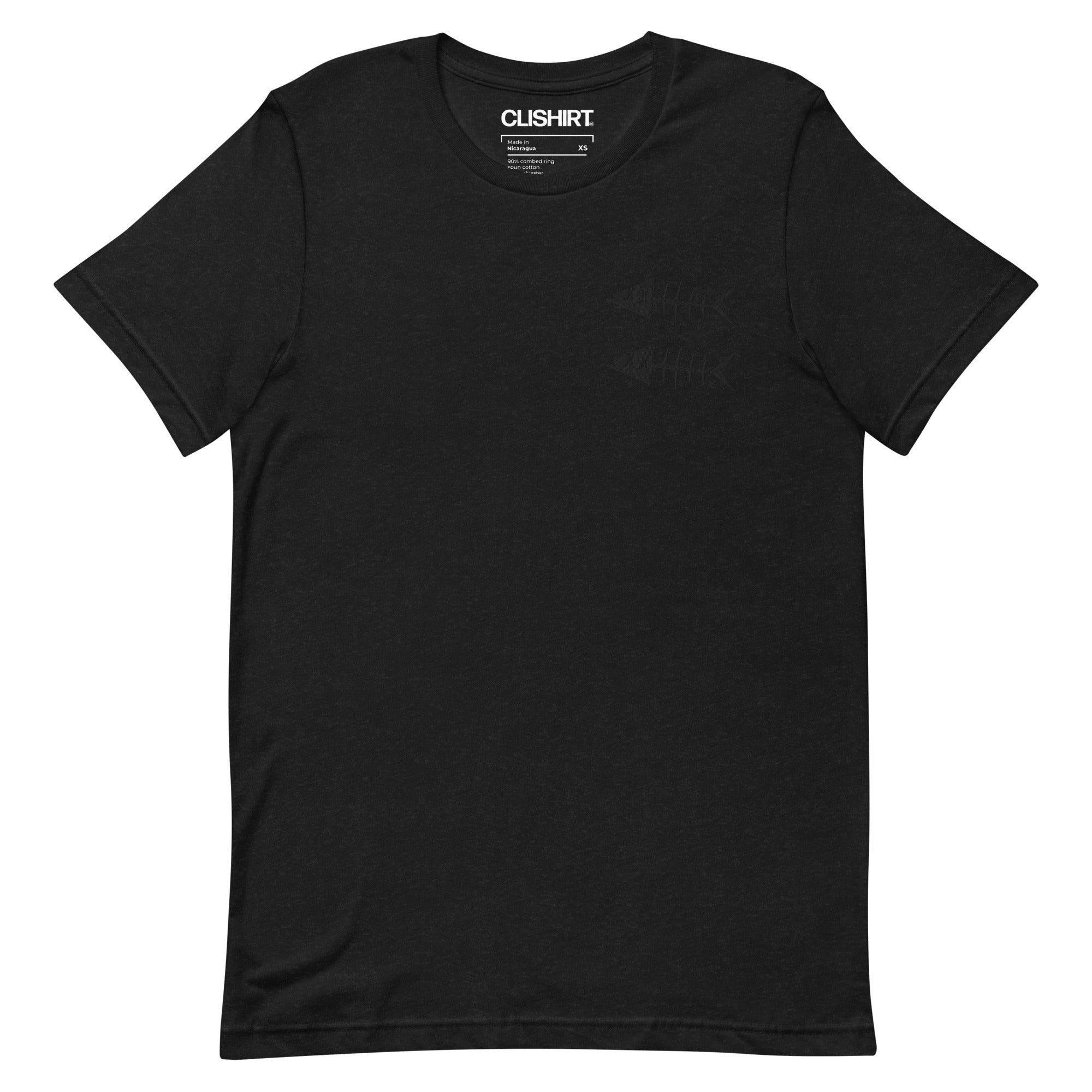 Clishirt© Embroidered Black Fish on Black Unisex Heather t-shirt