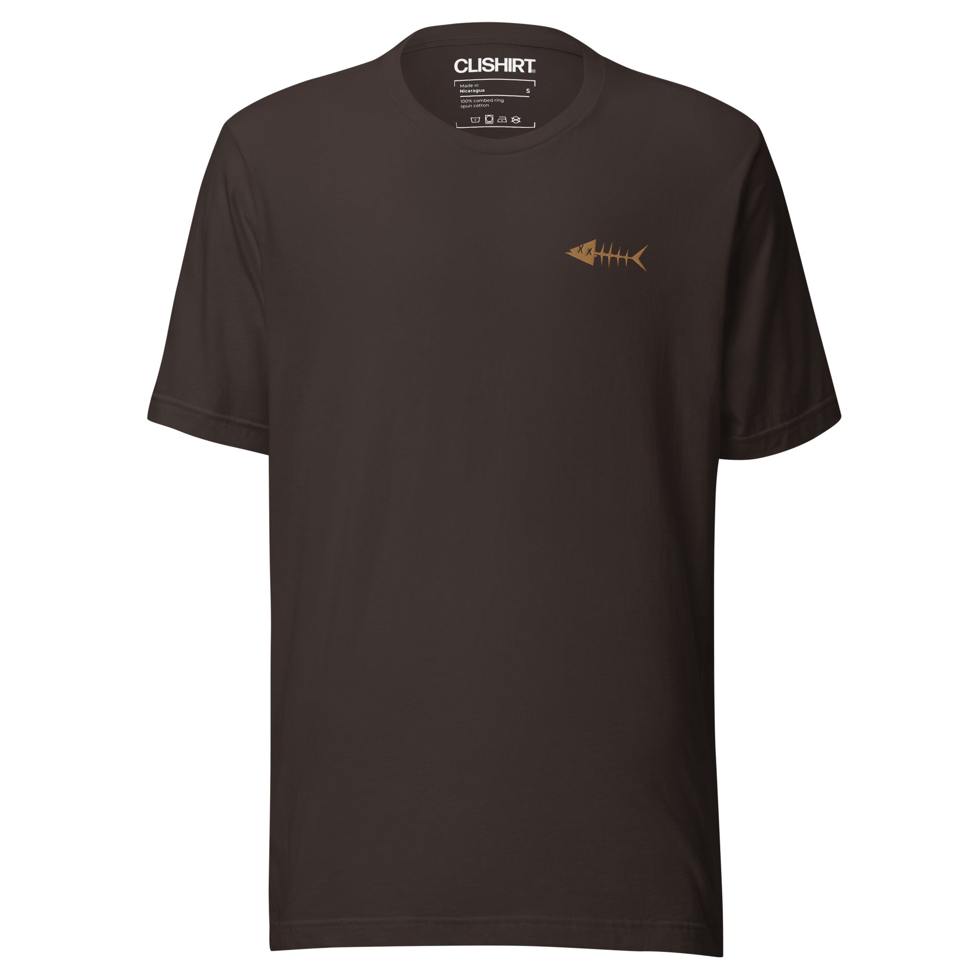 Clishirt© Embroidered Old Gold Fish Brown Unisex t-shirt