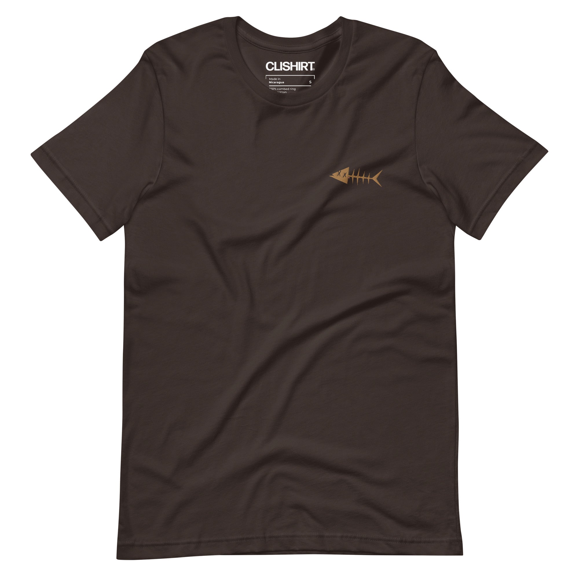 Clishirt© Embroidered Old Gold Fish Brown Unisex t-shirt