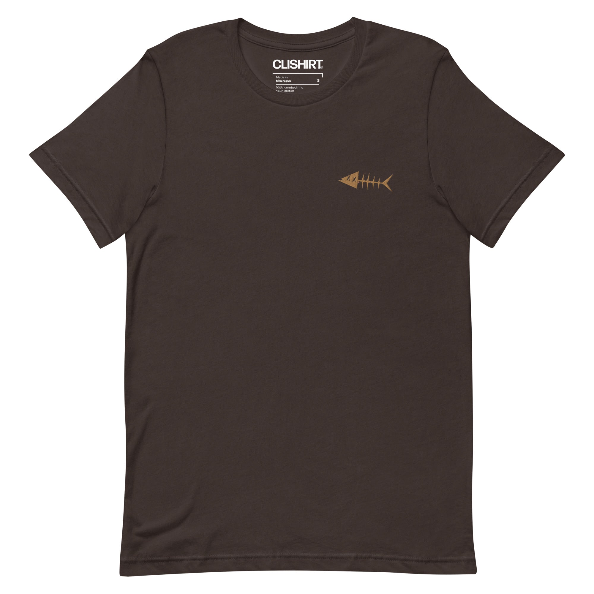 Clishirt© Embroidered Old Gold Fish Brown Unisex t-shirt