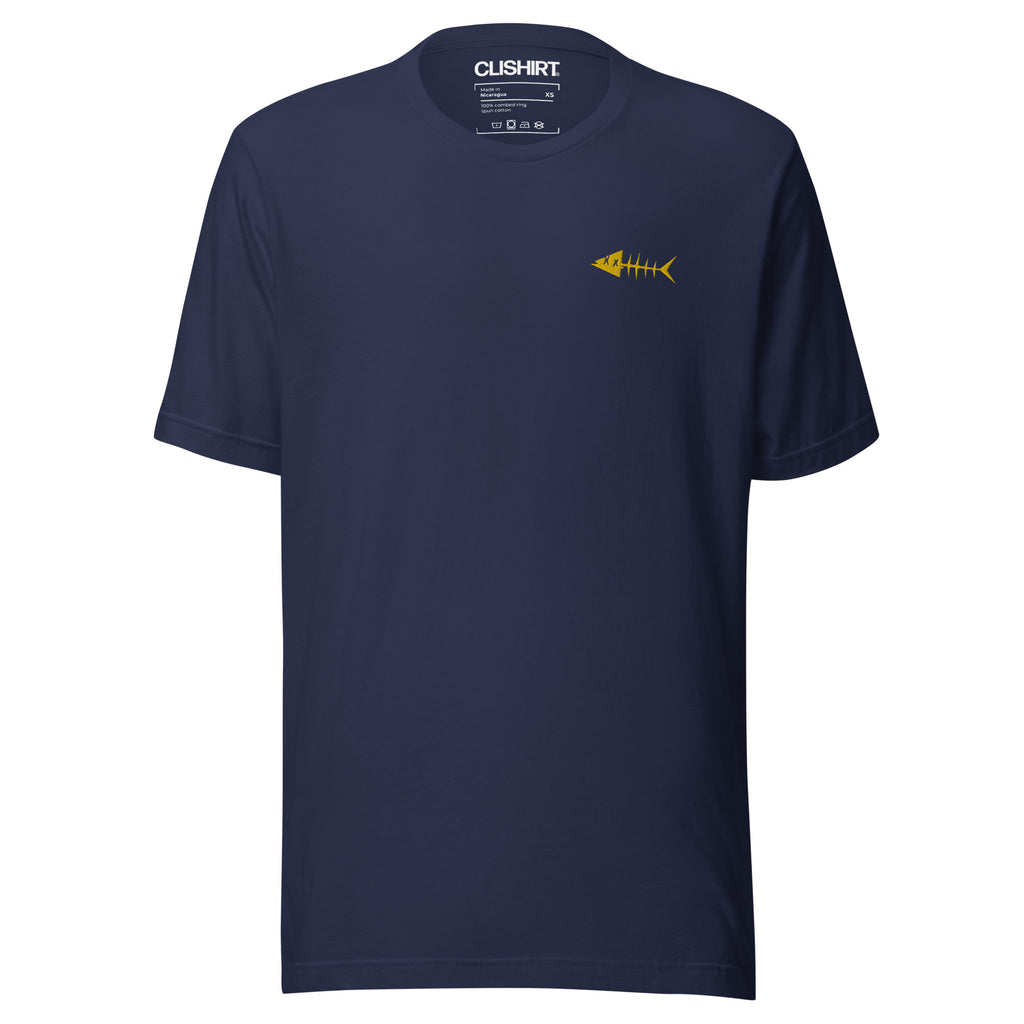 Clishirt© Embroidered Yellow Fish Navy Unisex t-shirt