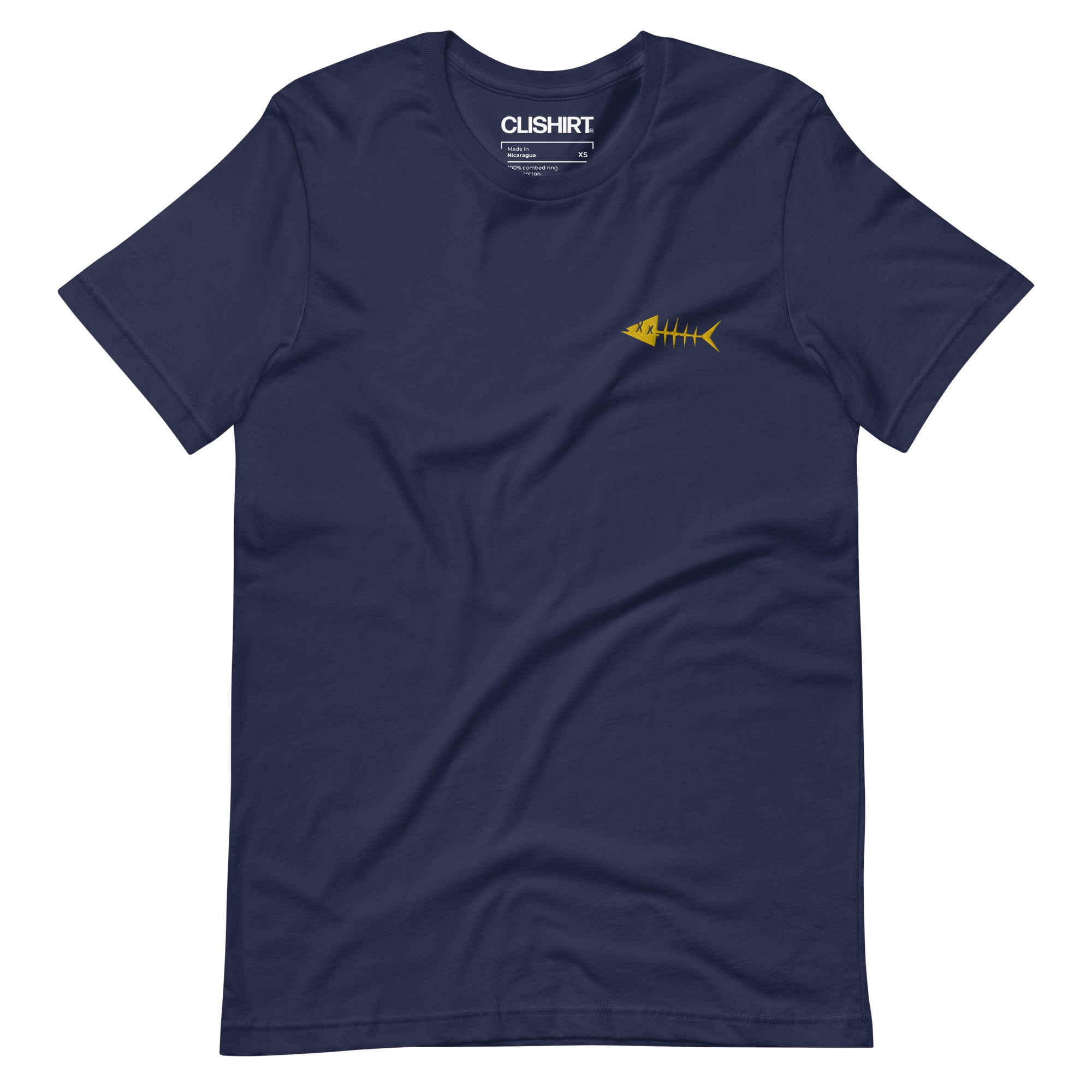 Clishirt© Embroidered Yellow Fish Navy Unisex t-shirt