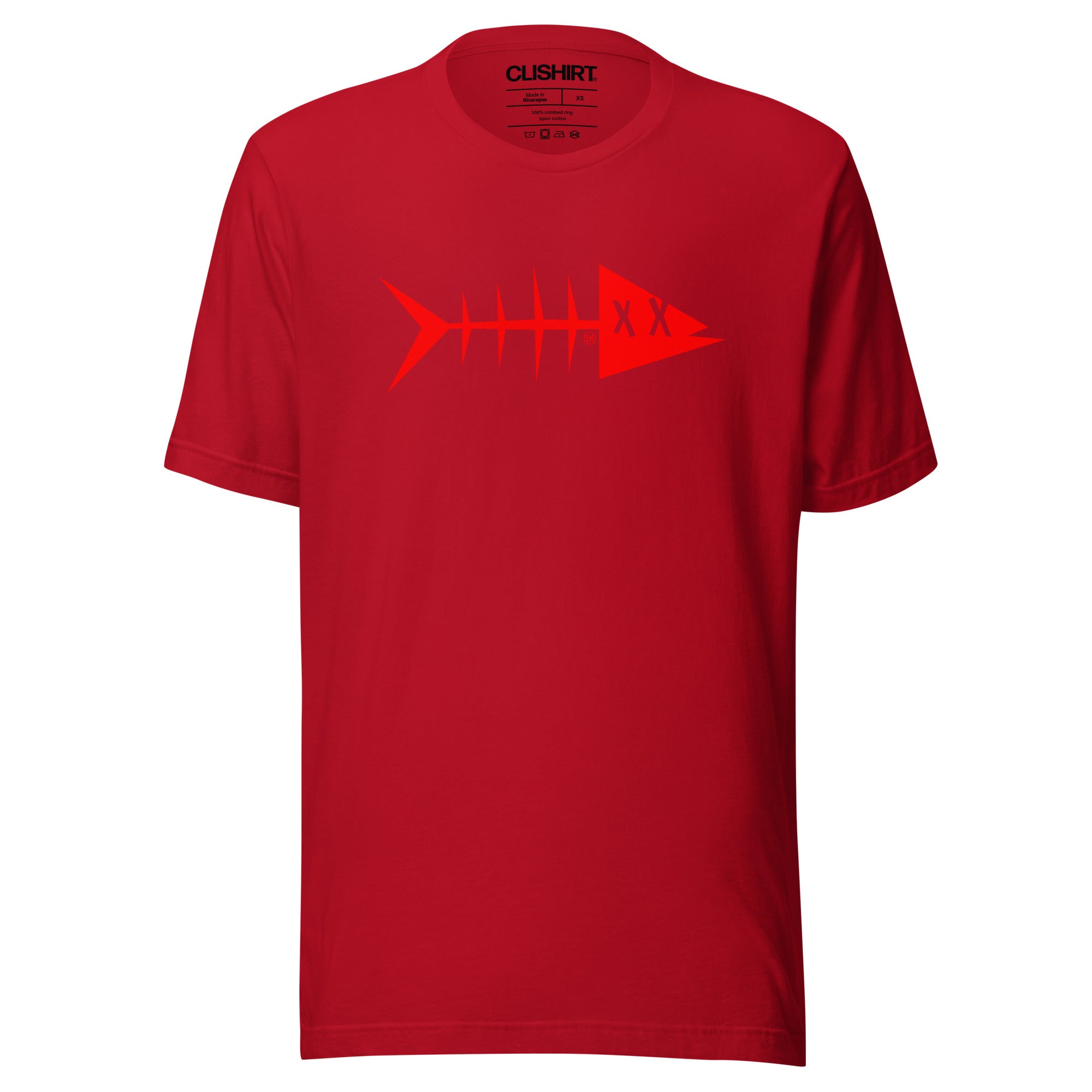 Clishirt© Red Fish Unisex on Red t-shirt