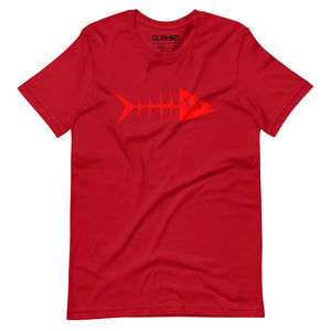 Clishirt© Red Fish Unisex on Red t-shirt