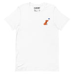Clishirt© Multi Color Embroidered Dog Drinking Rain Illustration Unisex t-shirt