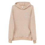 Clishirt© Embroidered White Fish Unisex heather oat sueded fleece hoodie