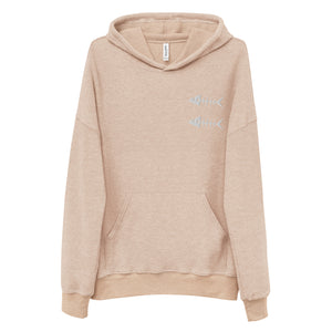 Clishirt© Embroidered White Fish Unisex heather oat sueded fleece hoodie