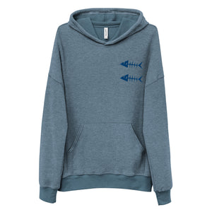 Clishirt© Embroidered Royal Fish Unisex heather slate sueded fleece hoodie