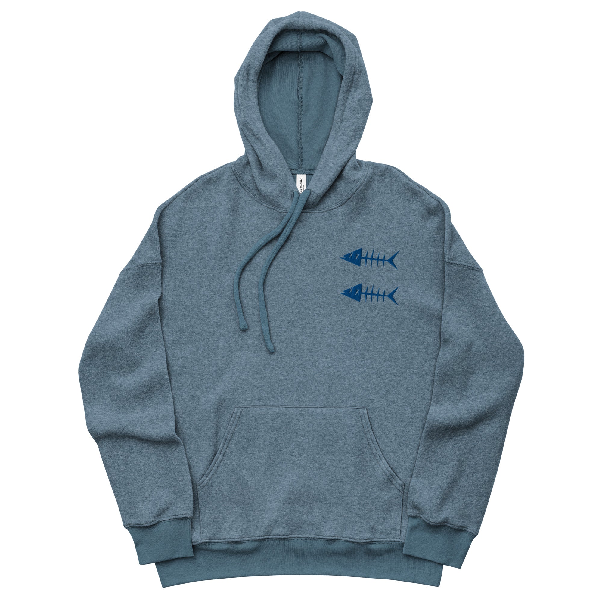Clishirt© Embroidered Royal Fish Unisex heather slate sueded fleece hoodie