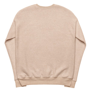 Clishirt© White Fish Embroidered Unisex Heather Oat Sueded Fleece Sweatshirt