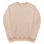 Clishirt© White Fish Embroidered Unisex Heather Oat Sueded Fleece Sweatshirt