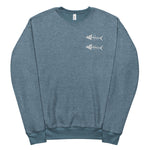 Clishirt© White Fish Embroidered Unisex Heather Slate Sueded Fleece Sweatshirt