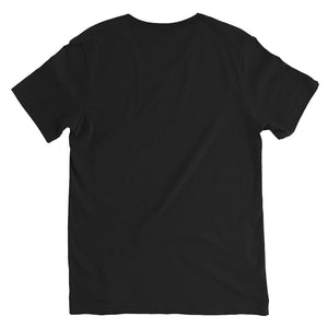Clishirt© Embroidered Black Fish Unisex on Black Short Sleeve V-Neck T-Shirt