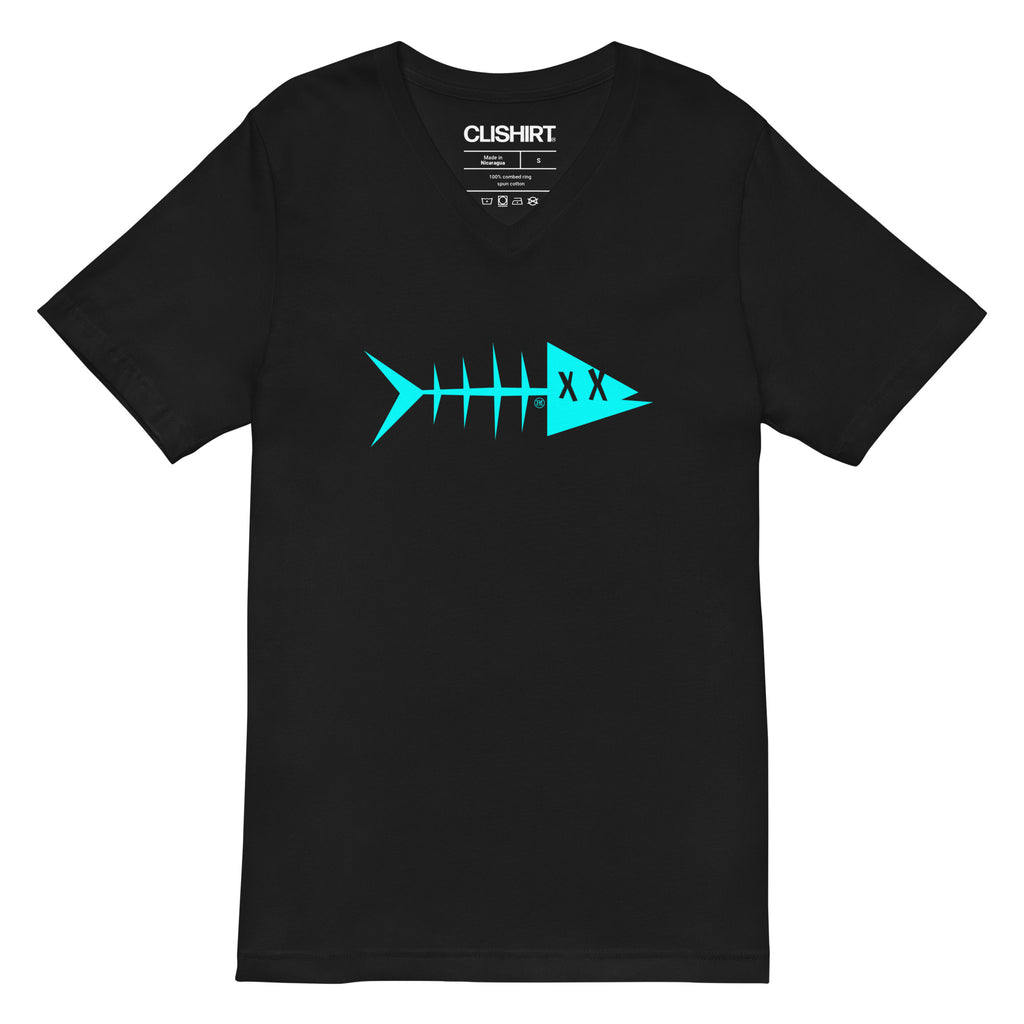 Clishirt© Cyan Fish Unisex Short Sleeve V-Neck T-Shirt