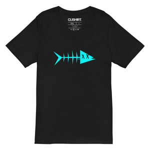 Clishirt© Cyan Fish Unisex Short Sleeve V-Neck T-Shirt