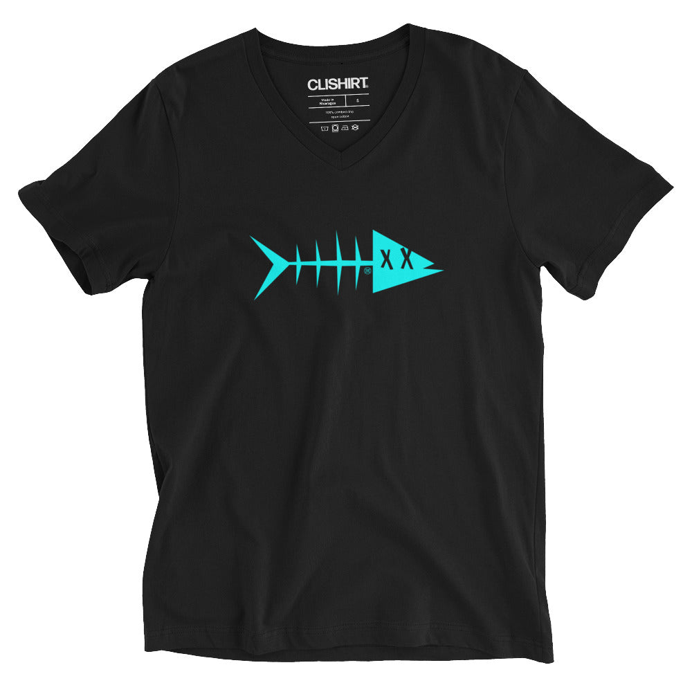 Clishirt© Cyan Fish Unisex Short Sleeve V-Neck T-Shirt