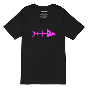Clishirt© Magenta Fish Unisex Short Sleeve V-Neck T-Shirt