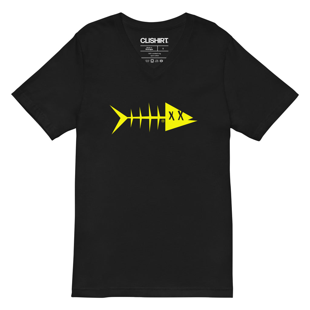 Clishirt© Yellow Fish Unisex Short Sleeve V-Neck T-Shirt