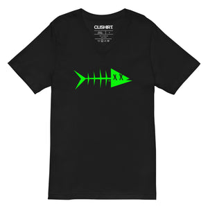 Clishirt© Green Fish Unisex Short Sleeve V-Neck T-Shirt