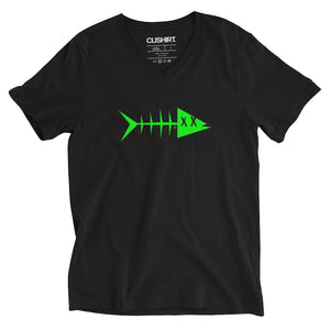 Clishirt© Green Fish Unisex Short Sleeve V-Neck T-Shirt