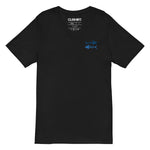 Clishirt© Embroidered Blue Cyan Fish Unisex Short Sleeve V-Neck T-Shirt