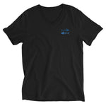 Clishirt© Embroidered Blue Cyan Fish Unisex Short Sleeve V-Neck T-Shirt
