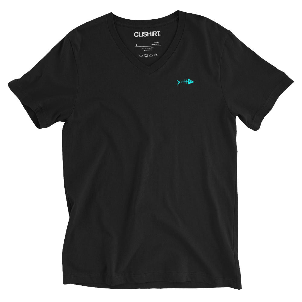 Clishirt© Cyan Fish Unisex Short Sleeve V-Neck T-Shirt