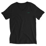 Clishirt© Embroidered Green Fish Unisex Short Sleeve V-Neck T-Shirt