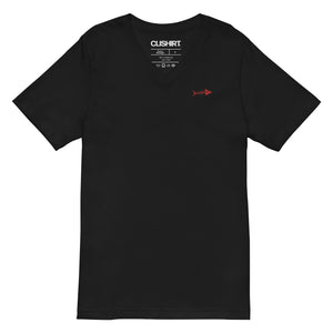 Clishirt© Embroidered Red Fish Unisex Short Sleeve V-Neck T-Shirt