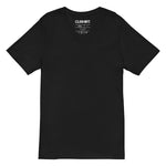Clishirt© Embroidered Black Fish Unisex on Black Short Sleeve V-Neck T-Shirt