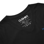 Clishirt© Embroidered Cyan Fish Unisex Short Sleeve V-Neck T-Shirt