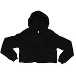 Clishirt© Embroidered Black Fish on Black Crop Hoodie