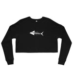 Clishirt© White Fish Black Crop Sweatshirt