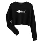 Clishirt© White Fish Black Crop Sweatshirt