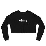 Clishirt© White Fish Black Crop Sweatshirt