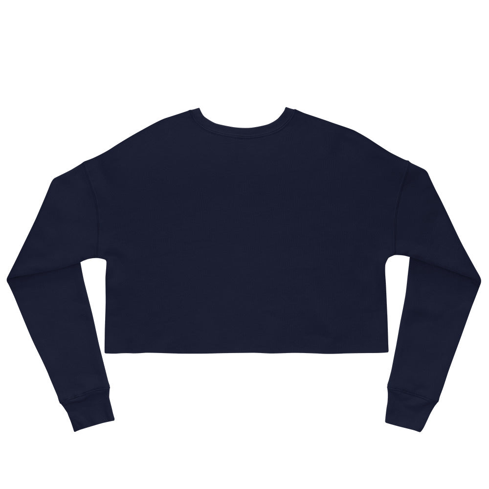Clishirt© Embroidered Blue Fish Navy Crop Sweatshirt