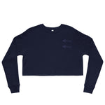 Clishirt© Embroidered Navy Fish on Navy Crop Sweatshirt